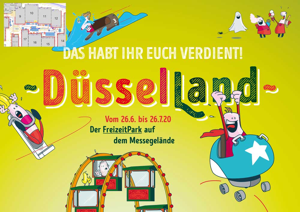 Das Poster zum Freizeitpark "Düsselland" auf dem Düsseldorfer Messegelände © Landeshauptstadt Düsseldorf