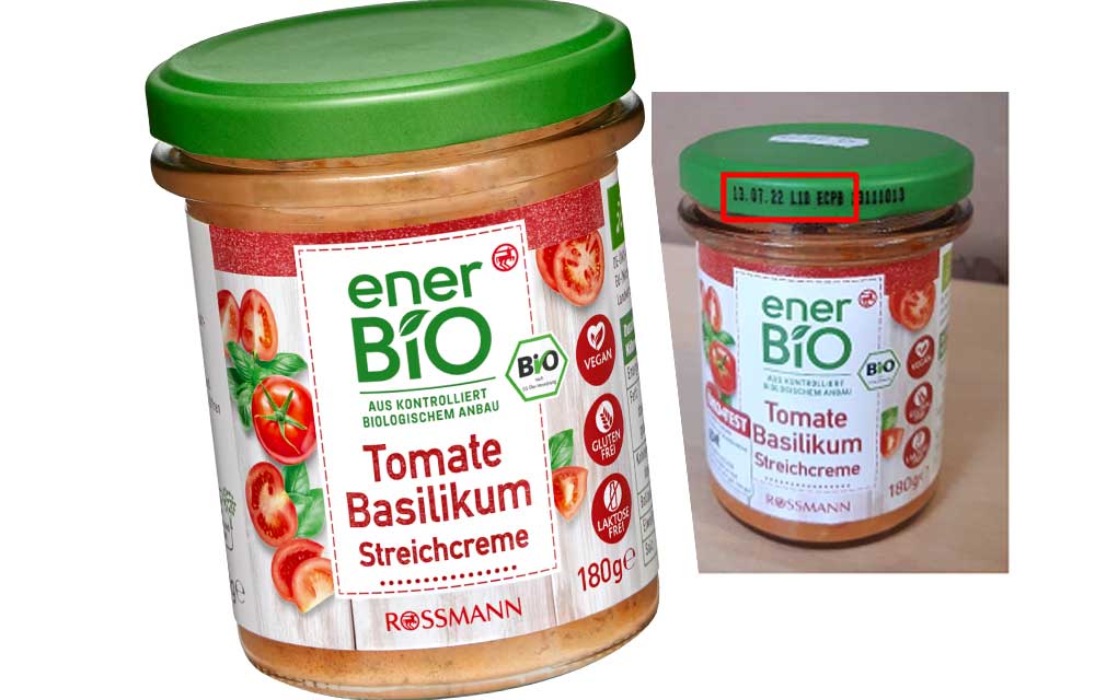 Rossmann ruft enerBiO Tomate Basilikum Streichcreme zurück