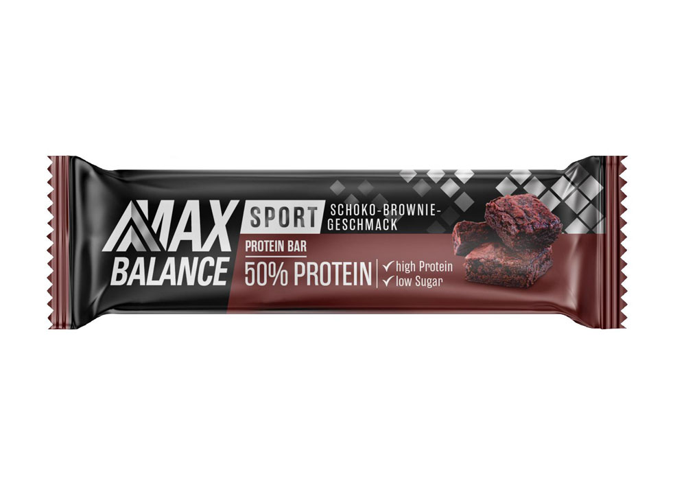 Öffentlicher Warenrückruf Max Balance Sport Protein Bar 50 % Protein Schoko-Brownie-Geschmack 45g