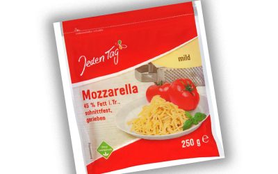 Fremdkörper im geriebenen Mozzarella 250 g von „Jeden Tag“