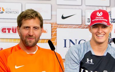 Dirk Nowitzki und Formel 1-Pilot Mick Schumacher
