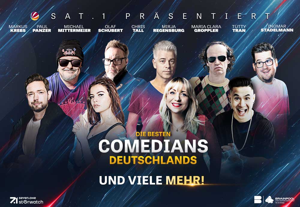 "Die besten Comedians Deutschlands" - Live: Die erfolgreiche SAT.1-Comedy-Gala geht 2024 auf Tour / Tickets ab sofort erhältlich/ Foto: BRAINPOOL Live Entertainment GmbH