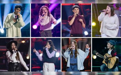 The Voice Kids; Staffel: 12; Person: Anand; Erika; Malya; Lana; Jakob; Frida; Madeleine; Maris; Copyright: Seven.One/Claudius Pflug