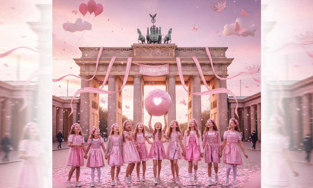 Deutschland leuchtet pink: Zeichen für die Rechte von Mädchen/ KI generiert