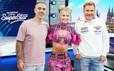 Die Jury mit Dieter Bohlen (r.), Isi Glück und Anis Ferchichi (Bushido). Foto: RTL / Stefan Gregorowius